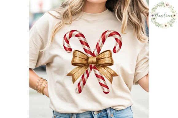 Christmas Candy Canes Bow PNG Clipart for Brand Illustrations