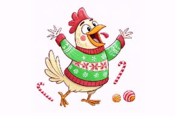 Christmas Chicken PNG & Illustrations