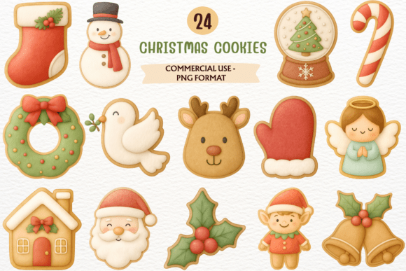 Christmas Gingerbread Cookies PNG Files for Illustrations