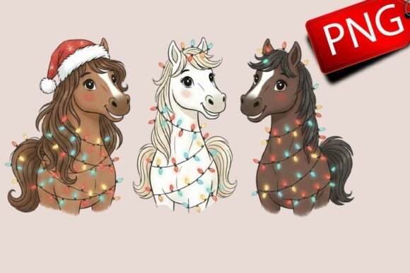 Christmas Horses Farm Xmas Holiday PNG