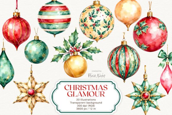 Christmas Tree Ornament Glamour New Year Illustrations