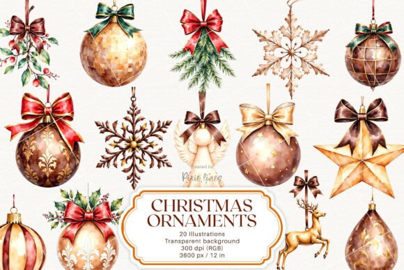 Christmas Tree Ornaments, New Year Decor: A Designer’s Review of Seasonal Illustrations