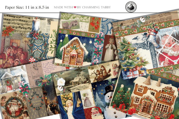 Christmas Vintage Junk Journal Kit Illustrations