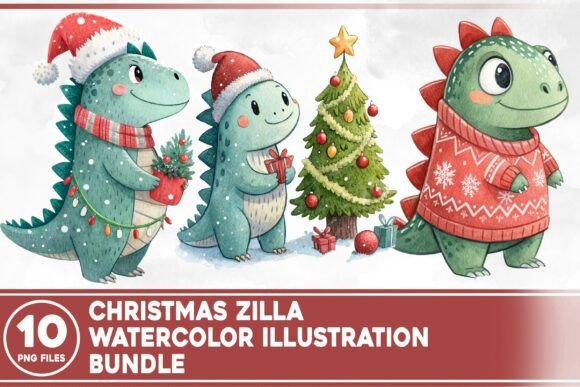 Christmas Zilla Watercolor Bundle Review for Illustrations