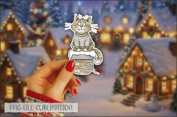 Cute Christmas Cat Sticker PNG Review for Illustrations