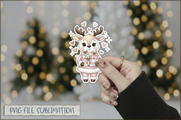 Cute Christmas Reindeer Sticker PNG for Blog Graphics and Illustrations