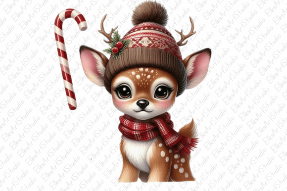 Cute Deer Christmas Clipart Sublimation