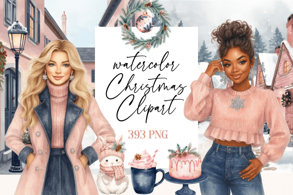 Pink Christmas Clipart Blush Holiday Illustrations Review