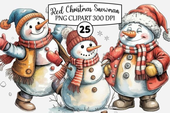 Red Christmas Snowman Clipart Review for Illustrations
