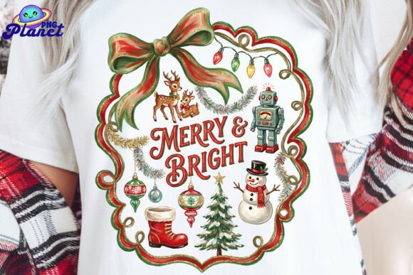 Retro Christmas Brushstroke PNG for Illustrations
