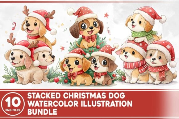 Stacked Christmas Dog Watercolor Bundle: A Designer’s Review