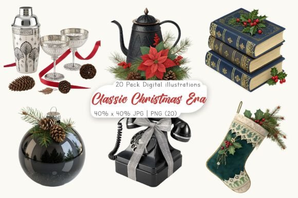 Watercolor Classic Christmas Era Illustrations Review