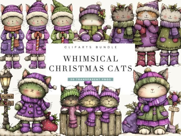 Whimsical Christmas Cats Clipart: A Crafter’s Review of These Festive Illustrations