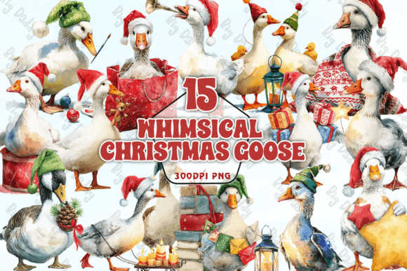 Whimsical Christmas Goose PNG for Illustrations